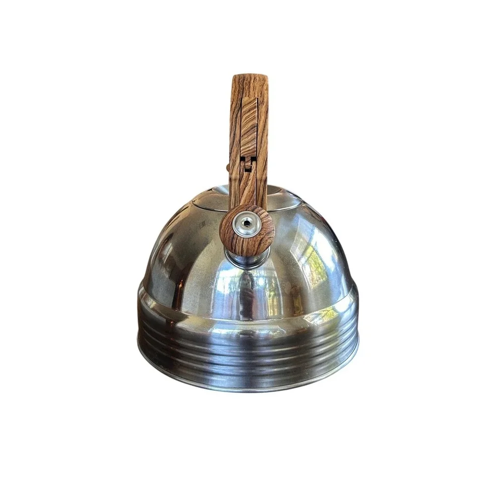 Well Equipped Kitchen‎ Stainless Steel Whistling Tea Kettle Wood Grain Handle